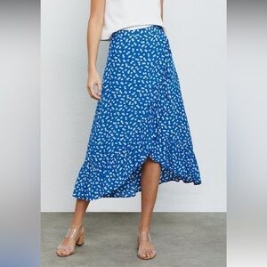 Rails Nova Skirt Cobalt Floating Daisies Royal Blue Ditsy Floral Wrap Midi XS